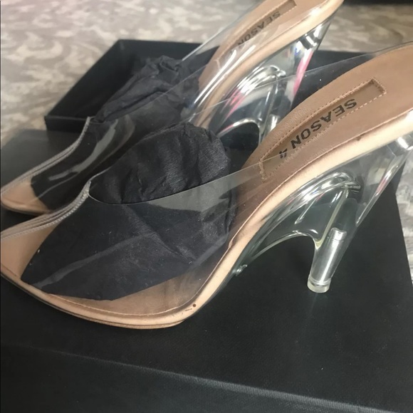Yeezy Season 4 PVC Lucite Plexi Clear Mules Heels - Picture 3 of 4